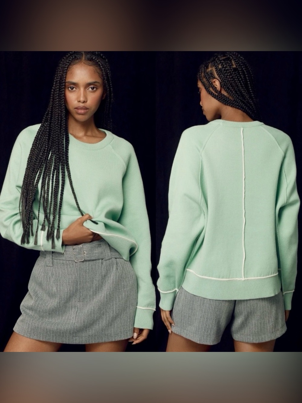 Anthropologie Pilcro the Oaklyn Mint Green Crewneck Sweater XL